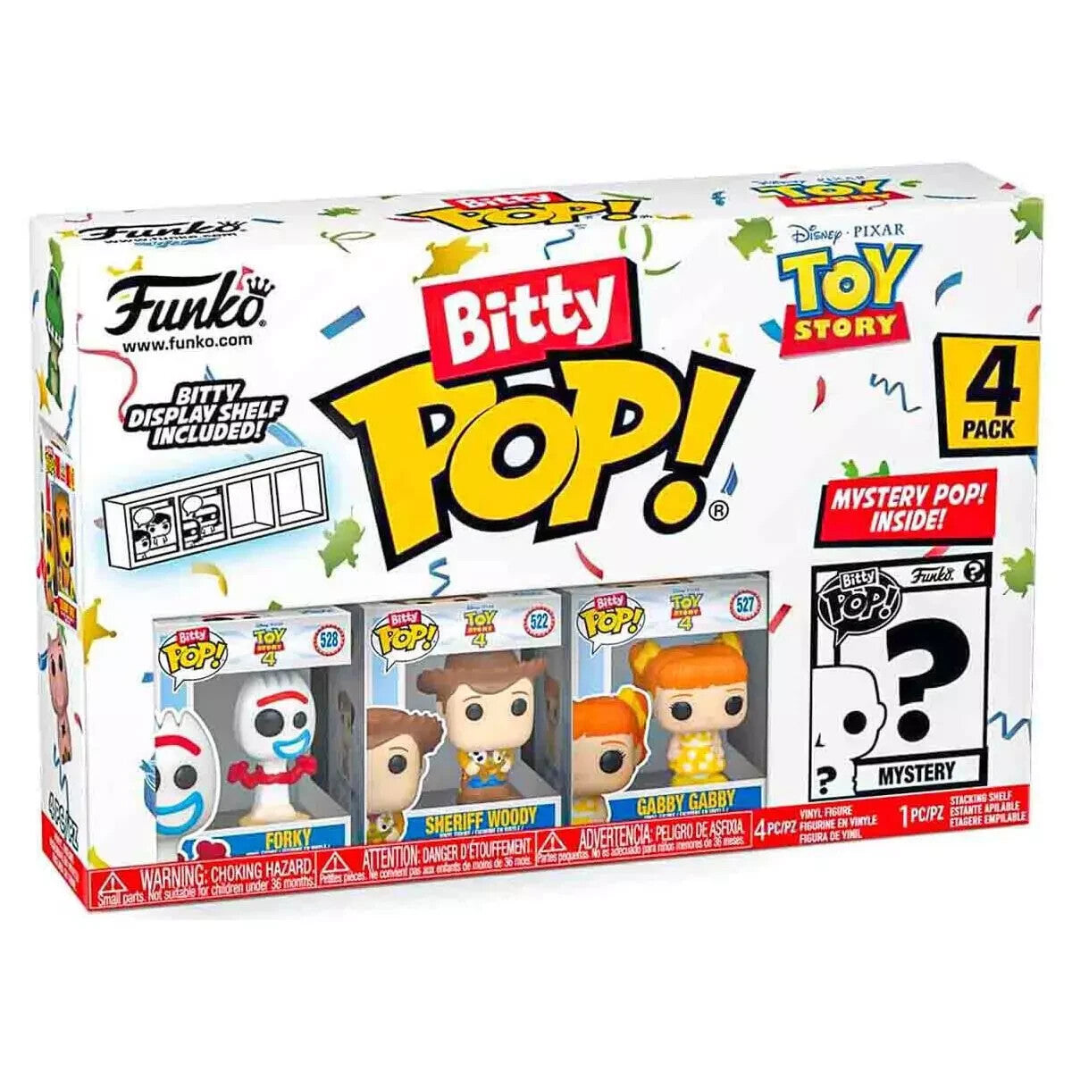Toy Story Bitty POP Funko Figures 4-Pack - Forky, Woody, Gabby Gabby & Mystery