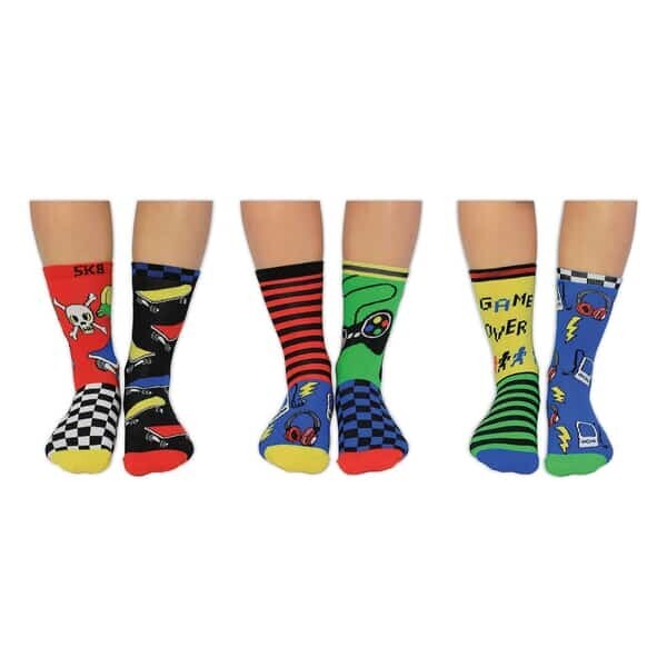 United Oddsocks Game over - Box of 6 Oddsocks, UK 12-6 / EUR 30.5-39 US 1 (NEW!)