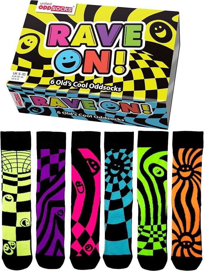 United Oddsocks Rave On Old's Cool Gift Boxed Socks Unique Christmas Gift Idea