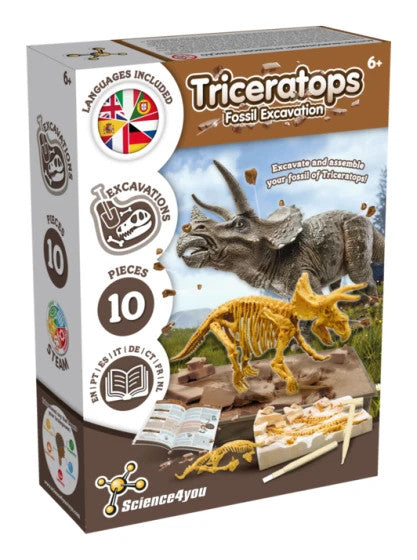 Science4you - Triceratops Fossil Digging Kit for Kids 6 - Excavate and assemble