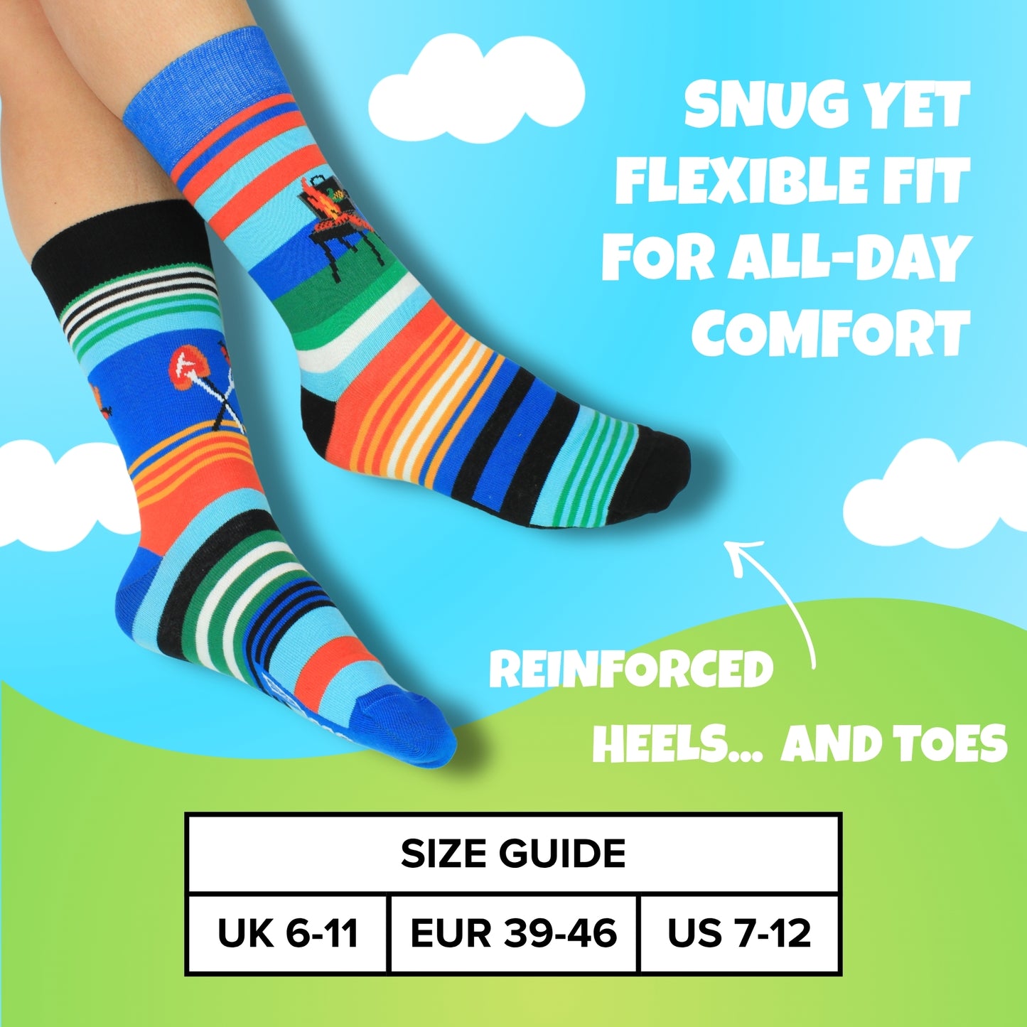 United Oddsocks GRILL IT - Men's Socks - Gift Box - UK Sizes 6 - 11
