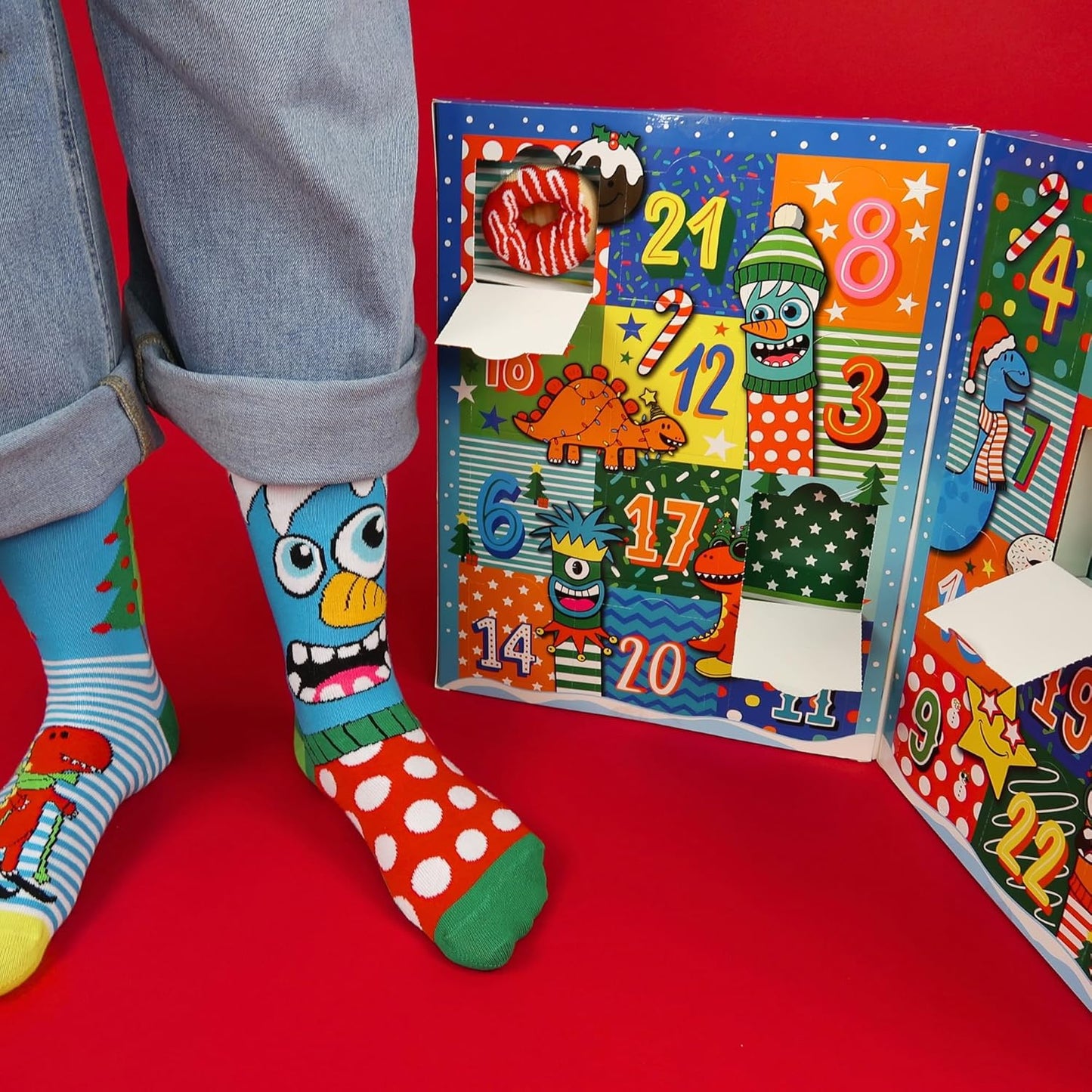 United Oddsocks 24 Days Kids Christmas Advent Calendar Box 24 Socks
