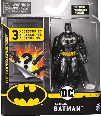 DC BATMAN, 4-Inch Rebirth Tactical BATMAN Action Figure with 3 Mystery Accessories