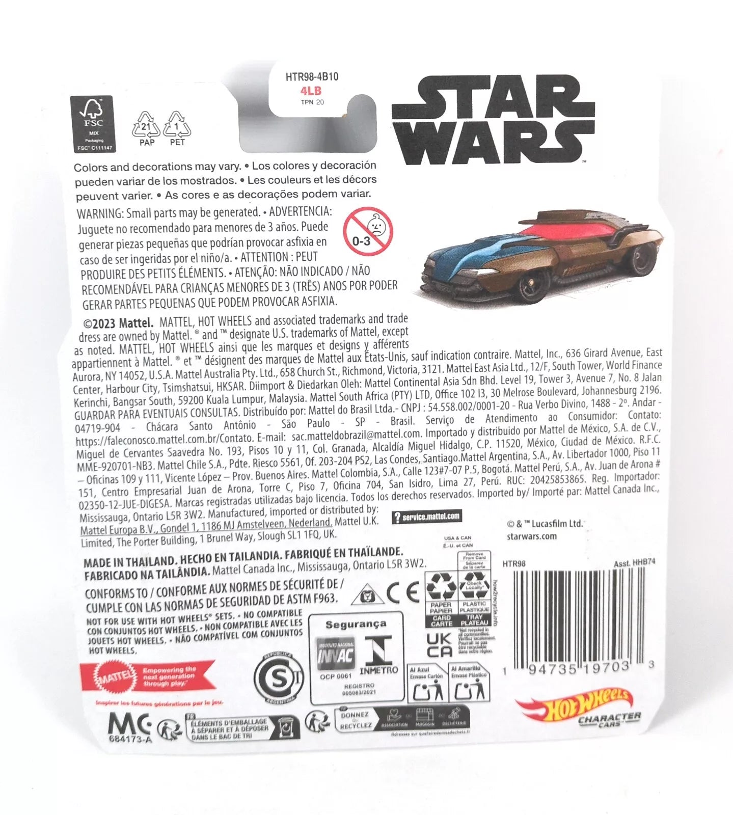 Hot Wheels Cad Bane The Book of Boba Fett Die-Cast Character Car HTR98