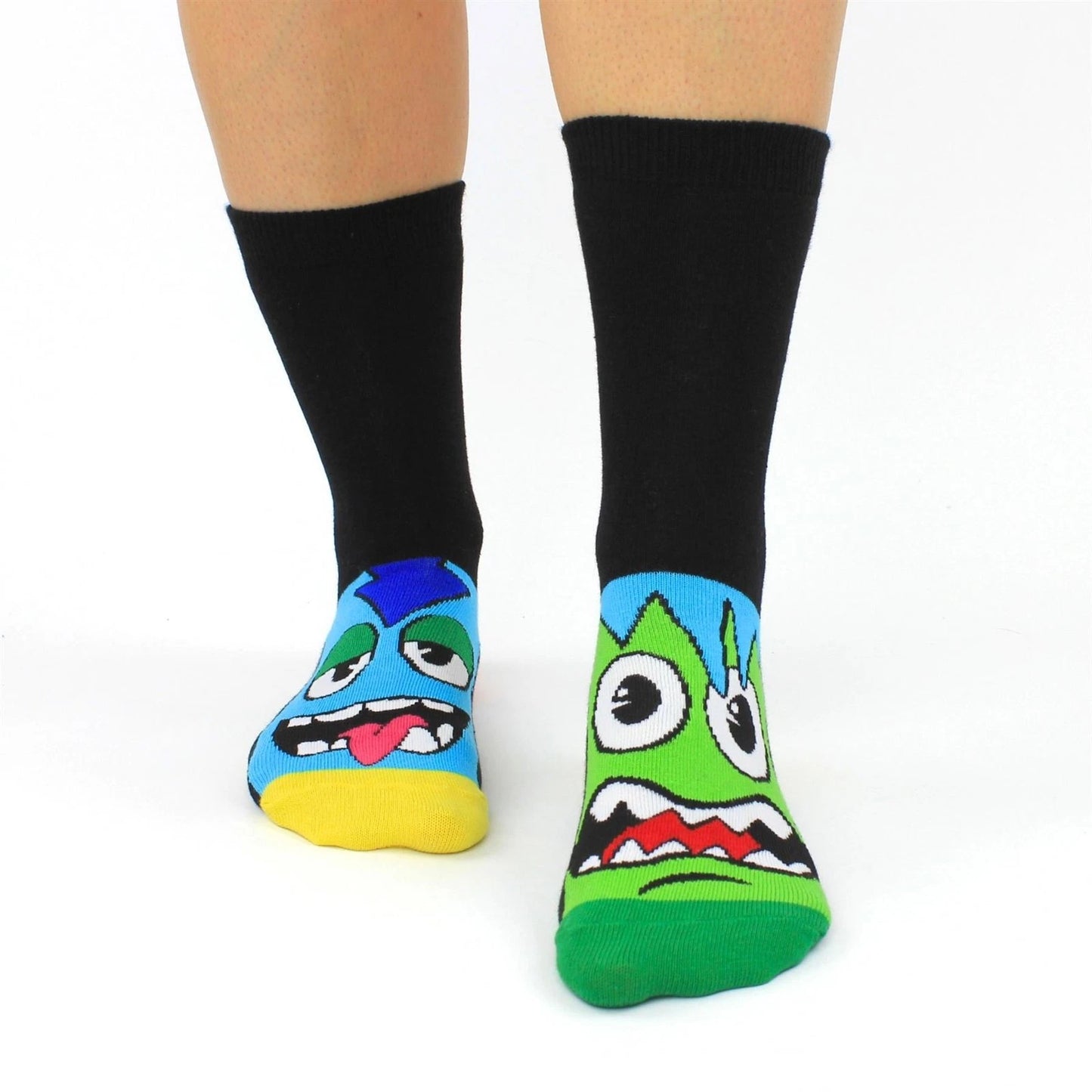 Childrens Oddsock Black - Back To School Mashers Mismatch 6 Pack UK 12-5.5