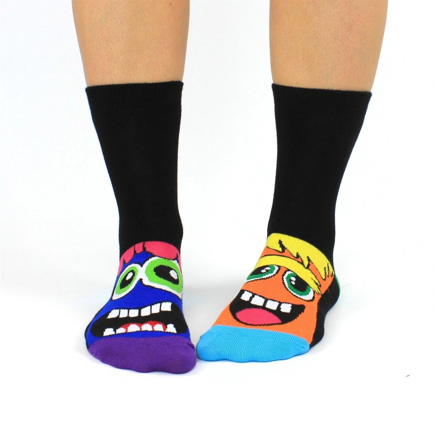 Childrens Oddsock Black - Back To School Mashers Mismatch 6 Pack UK 12-5.5