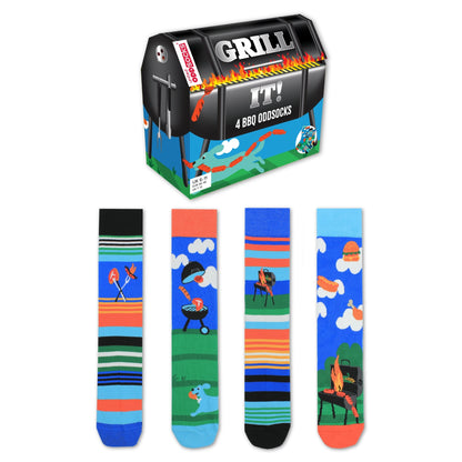 United Oddsocks GRILL IT - Men's Socks - Gift Box - UK Sizes 6 - 11