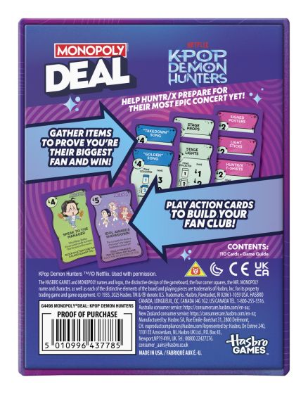 Monopoly Deal K-Pop Demon Hunters
