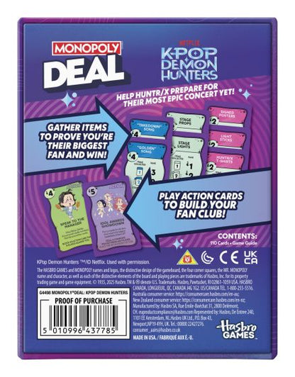 Monopoly Deal K-Pop Demon Hunters
