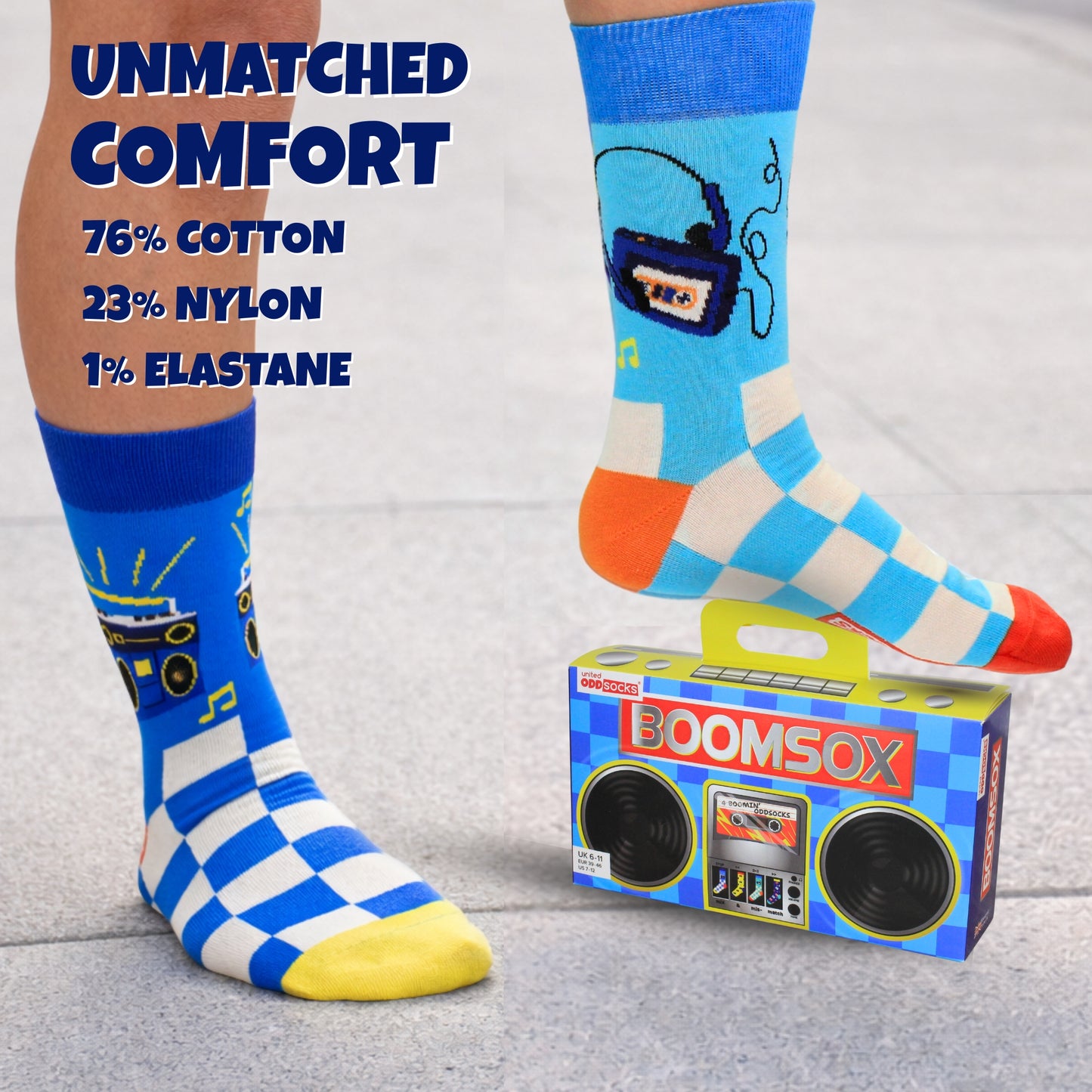 United Oddsocks BOOMSOX For Men Size 6 -11
