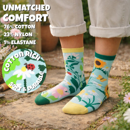 United Oddsocks Sow Lovely Garden Themed Ladies Socks - Size 4-8