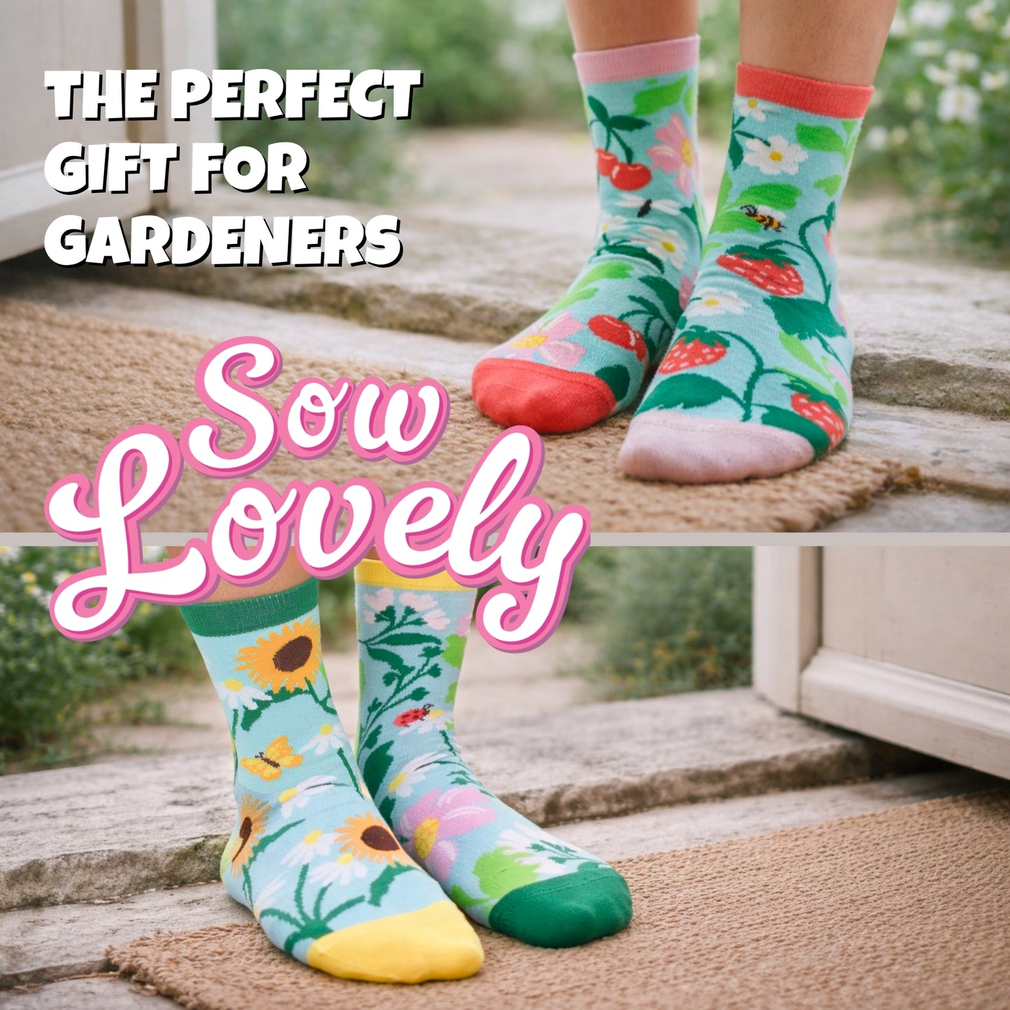 United Oddsocks Sow Lovely Garden Themed Ladies Socks - Size 4-8