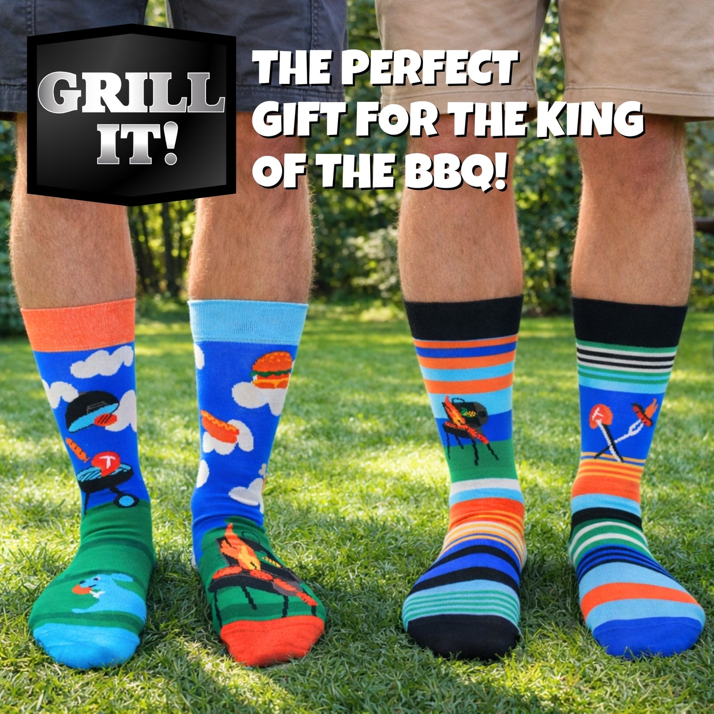 United Oddsocks GRILL IT - Men's Socks - Gift Box - UK Sizes 6 - 11