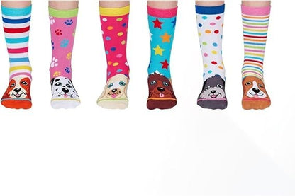United Oddsocks Pup Stars 6 Oddly Coordinated Novelty Dog Kids Socks UK 12-5.5