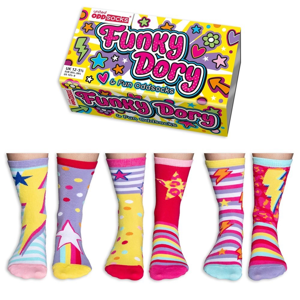 UNITED ODDSOCKS FUNKY DORY GOOD VIBES ODD SOCKS FOR GIRLS UK SIZE 12 -5.5