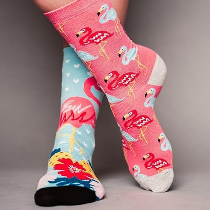 Womans Socks Novelty United Oddsocks Go Flamingo 6 Socks Floral  UK 4 - 8