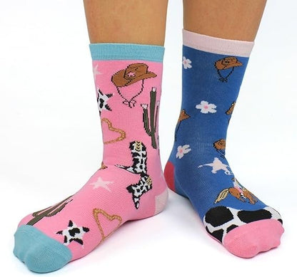 Childrens Socks Oddsock Western Cowboy Rodeo Yee Haw Mismatch 6 Pack UK 12-5.5