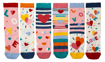 UNITED ODDSOCKS HEART AND SOLE SOCKS SIX ODD SOCKS FOR LADIES  6 - 11 GIFT IDEA