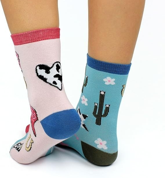 Childrens Socks Oddsock Western Cowboy Rodeo Yee Haw Mismatch 6 Pack UK 12-5.5