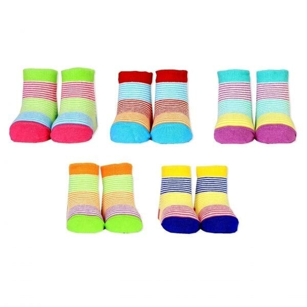 Cucamelon Molly and Lulu - 5 Cotton Pairs of Socks for Newborns (UK 0-12 months)