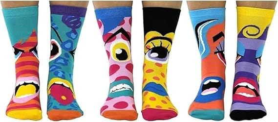 United Oddsocks Hot Heads 6 Odd Socks Gift Box-Ladies Size 4-8
