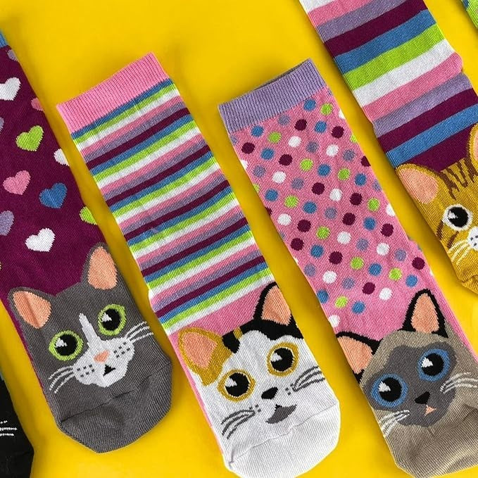 United ODDSOCKS Catwalk Size UK 4-8 Set Of 6 Women's Socks Kittens Odd Gift Idea
