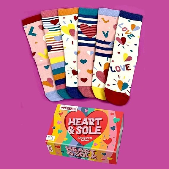 UNITED ODDSOCKS HEART AND SOLE SOCKS SIX ODD SOCKS FOR LADIES  6 - 11 GIFT IDEA