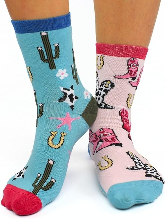 Childrens Socks Oddsock Western Cowboy Rodeo Yee Haw Mismatch 6 Pack UK 12-5.5