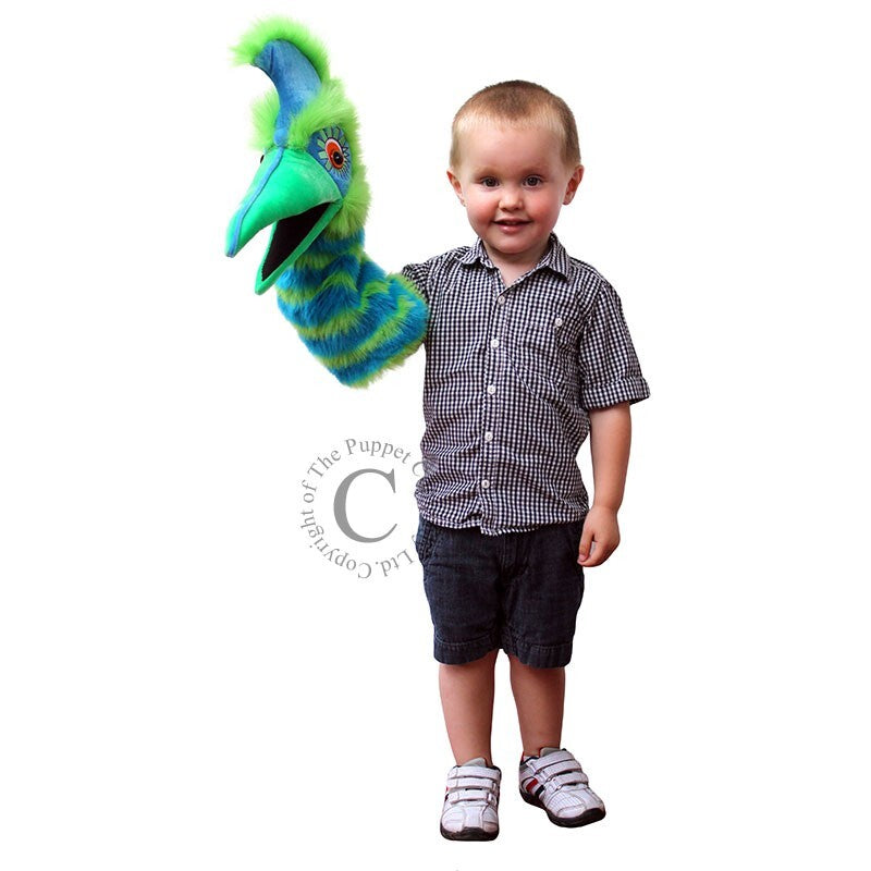 Puppet Company Green & Blue Snappers Guzzle Crazy Bird Hand Puppet with Squeaker