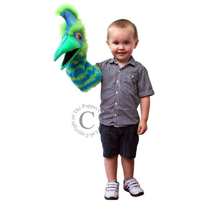 Puppet Company Green & Blue Snappers Guzzle Crazy Bird Hand Puppet with Squeaker