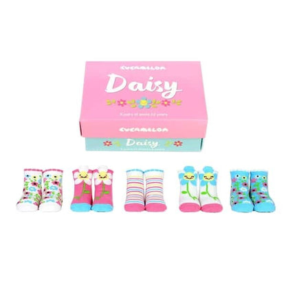 Cucamelon Daisy Flower Floral Stripes 5 Pairs 1-2 Years Gift Box (NEW!)