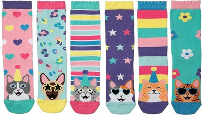 Kids Socks Kitten Heel Box OddSocks 6 Single Cotton  Girls Children UK 12-5.5