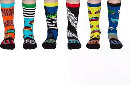 United Oddsocks Wheely Good Box of 6 Boys Odd Socks Car Designs - UK Size 12-5.5