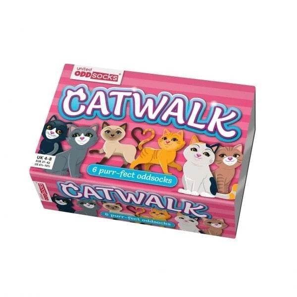 United ODDSOCKS Catwalk Size UK 4-8 Set Of 6 Women's Socks Kittens Odd Gift Idea