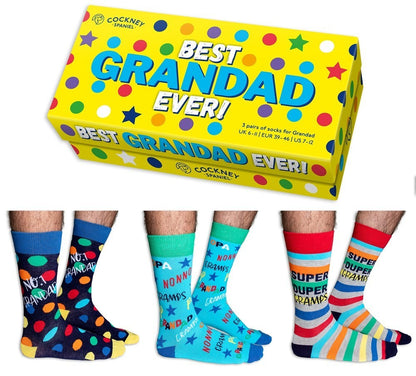 Cockney Spaniel Best Grandad Ever Box Set of Socks - Uk Size 6-11 - Novelty