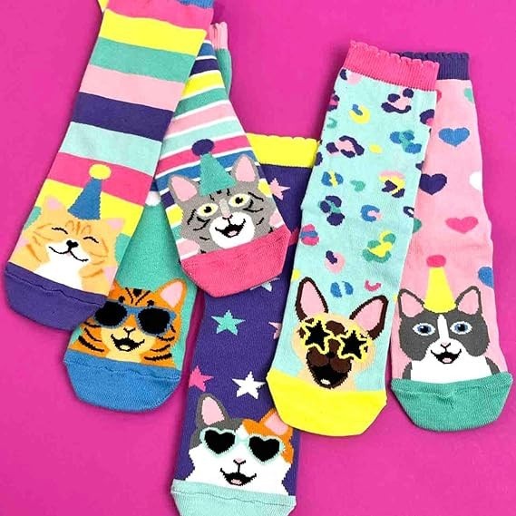 Kids Socks Kitten Heel Box OddSocks 6 Single Cotton  Girls Children UK 12-5.5