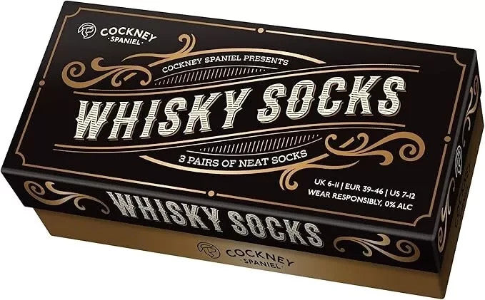 Cockney Spaniel - 3 Pairs of Whisky Men Socks in a Gift Box UK 6-11