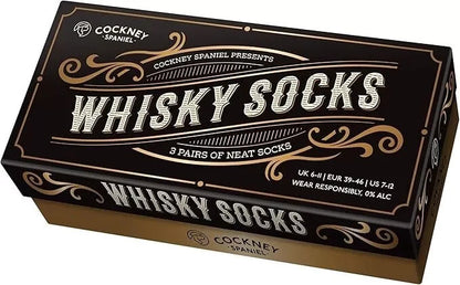 Cockney Spaniel - 3 Pairs of Whisky Men Socks in a Gift Box UK 6-11