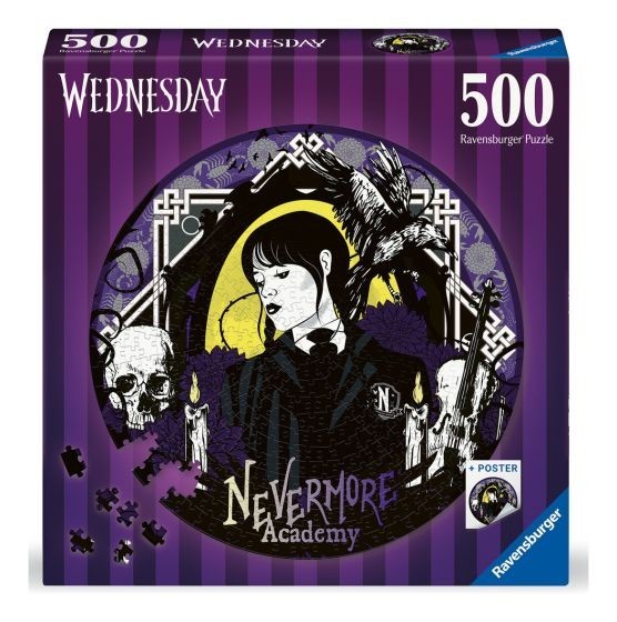 Ravensburger 17573 WEDNESDAY Nevermore Academy 500 Piece Circular Jigsaw Puzzle