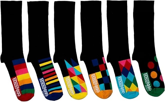 United Oddsocks The Sock Exchange Box of 6 Multicoloured Men Socks UK Size 6-11