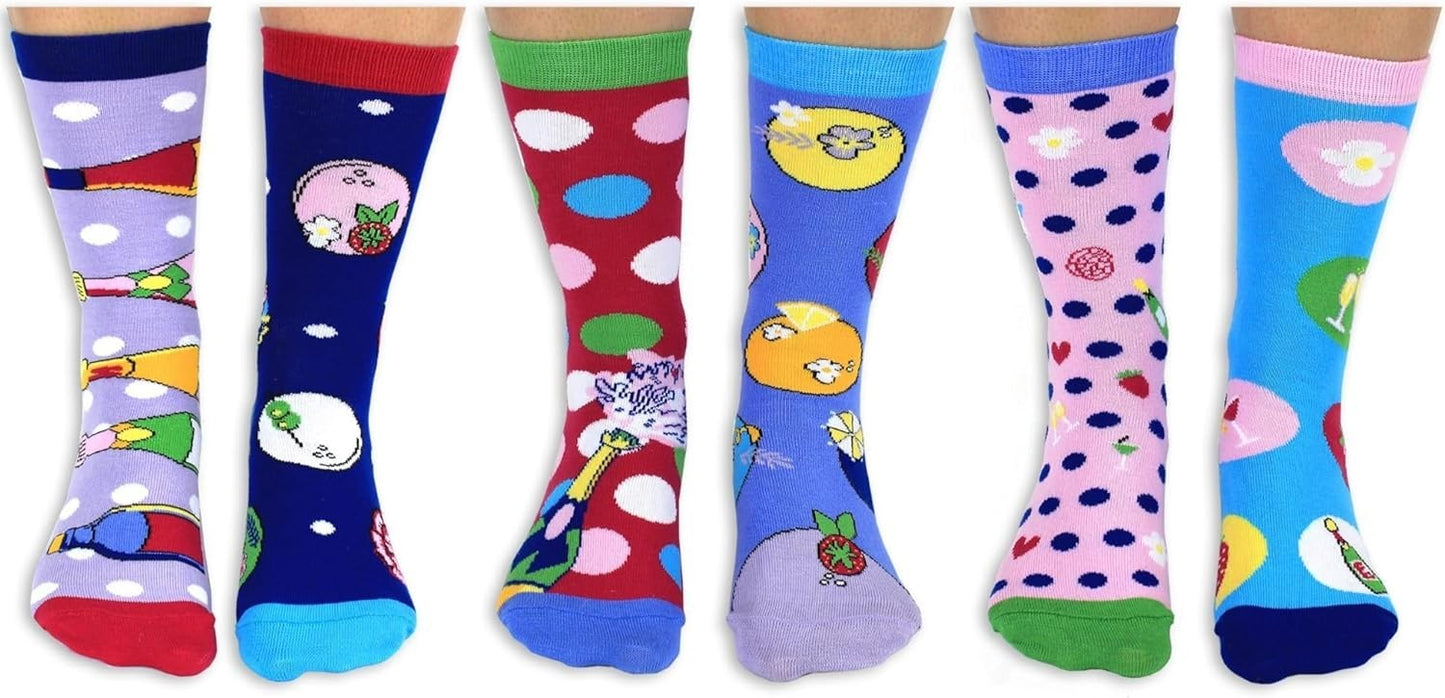 United Oddsocks LET'S BRUNCH 6 Odd Socks Gift Box-Ladies Size 4-8