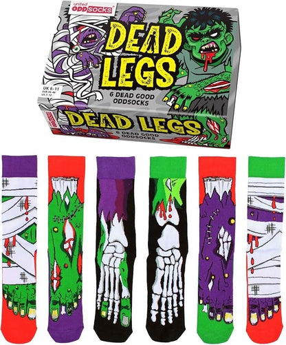 Dead Legs 6 Mix and Match Halloween Horror Socks for Men UK 6–11
