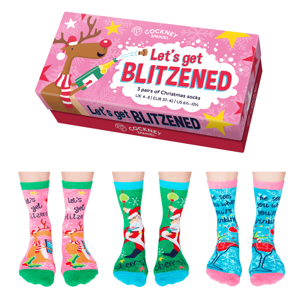 COCKNEY SPANIEL LET'S GET BLITZENED SOCKS