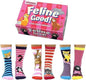 United Oddsocks - Feline Good - Box of 6 Odd Socks for Ladies - UK 4-8 EUR 37-42