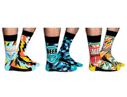Beer Themed Men's Socks Gift Set - Bottoms Up by Cockney Spaniel - Gifts For Him