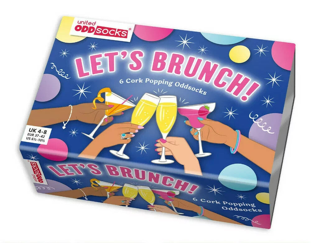 United Oddsocks LET'S BRUNCH 6 Odd Socks Gift Box-Ladies Size 4-8