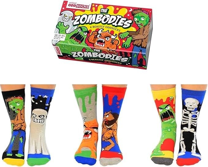 UNITED ODDSOCKS BOYS THE ZOMBODIES SOCKS 6 ODD ZOMBIE SOCKS CHILDRENS UK 12- 5.5