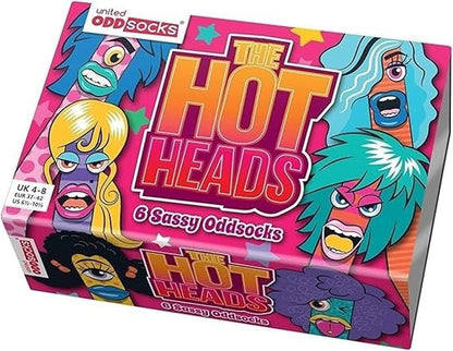 United Oddsocks Hot Heads 6 Odd Socks Gift Box-Ladies Size 4-8