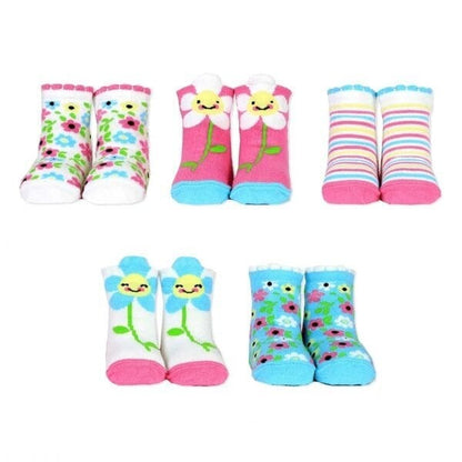 Cucamelon Daisy Flower Floral Stripes 5 Pairs 1-2 Years Gift Box (NEW!)