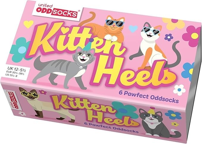 Kids Socks Kitten Heel Box OddSocks 6 Single Cotton  Girls Children UK 12-5.5